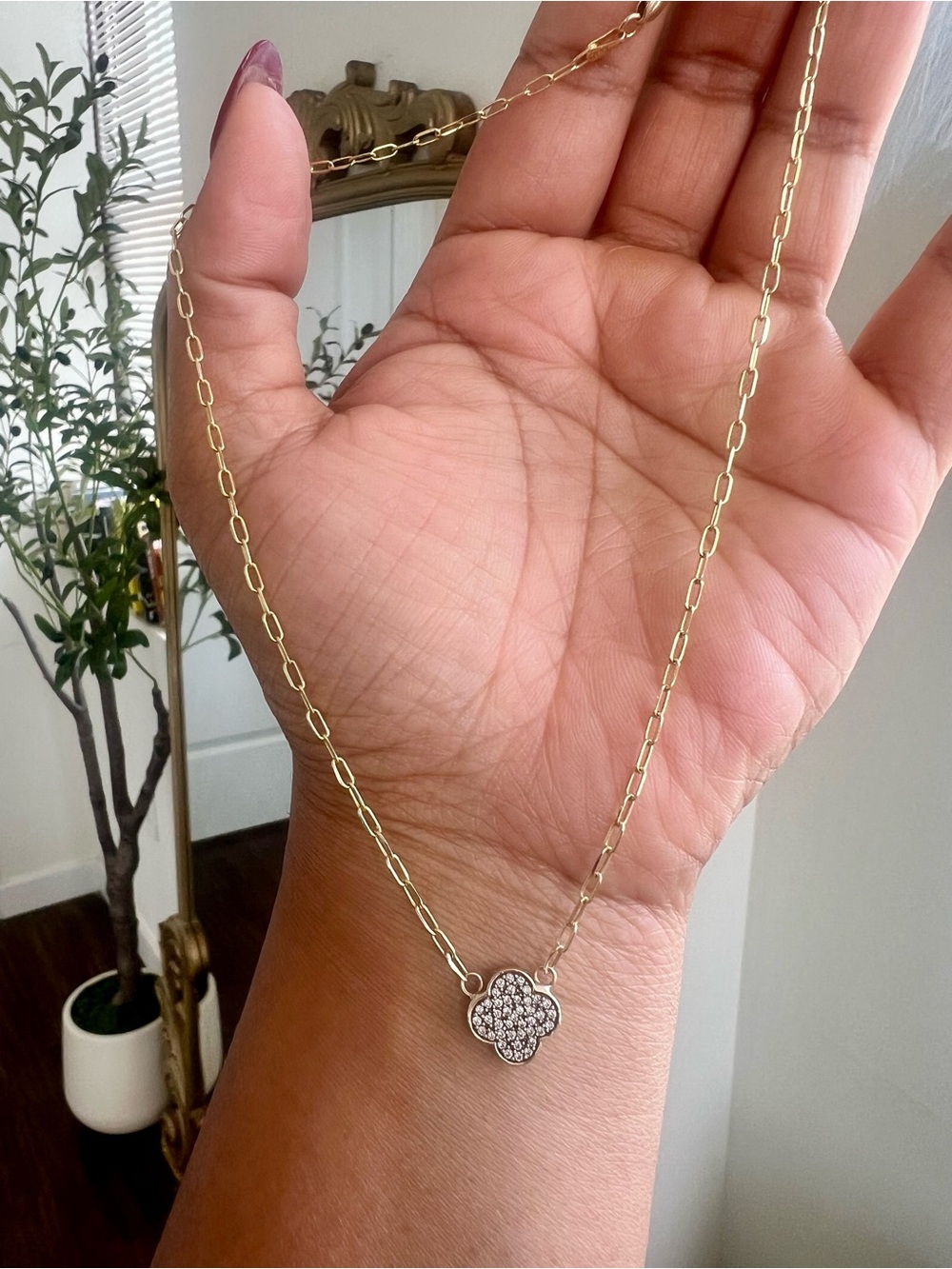 Bloomingdale's Diamond Clover and 14K Gold Necklace